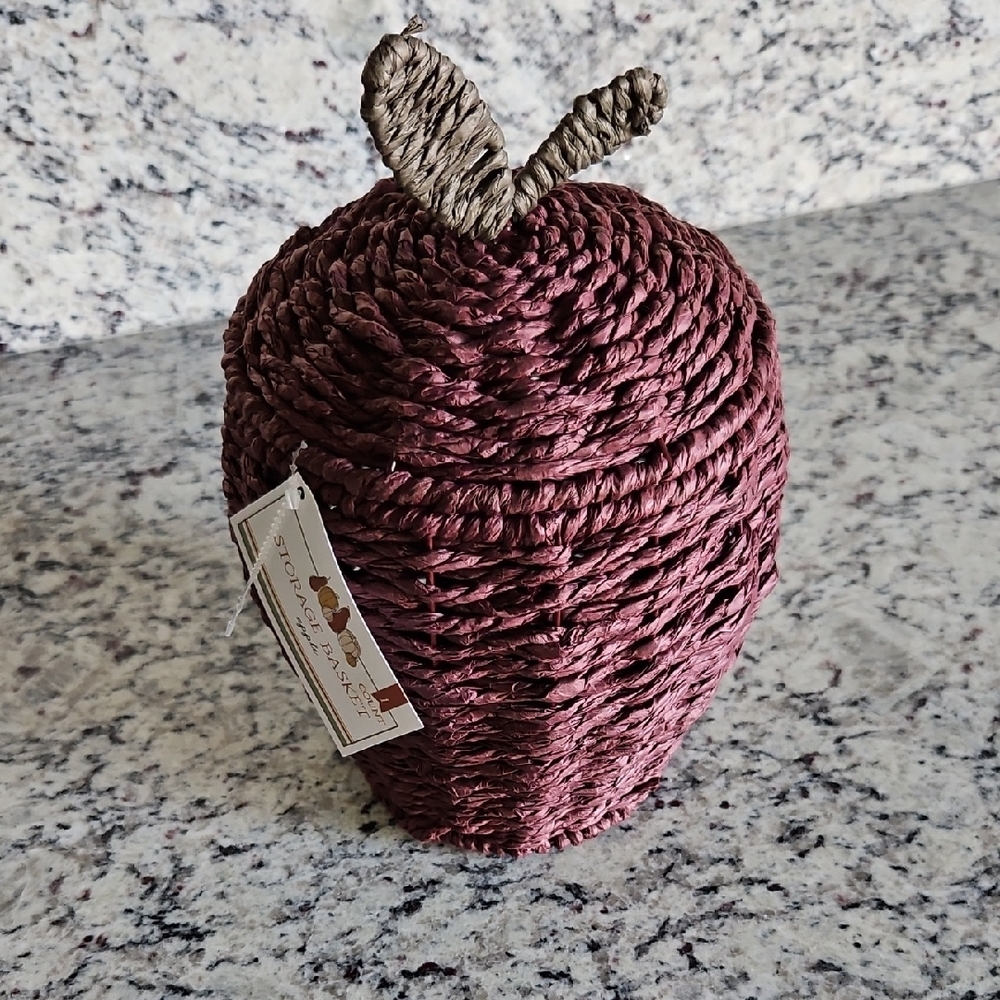Target Woven Apple-Shaped Basket in Burgundy